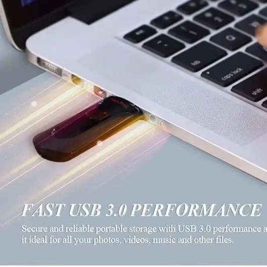 SanDisk 16GB 32GB 64GB 128GB 256GB Cruzer Glide 3.0 CZ600 USB 3.0 Flash Drive 100MB/s Read Capless Retractable Thumb DriveB