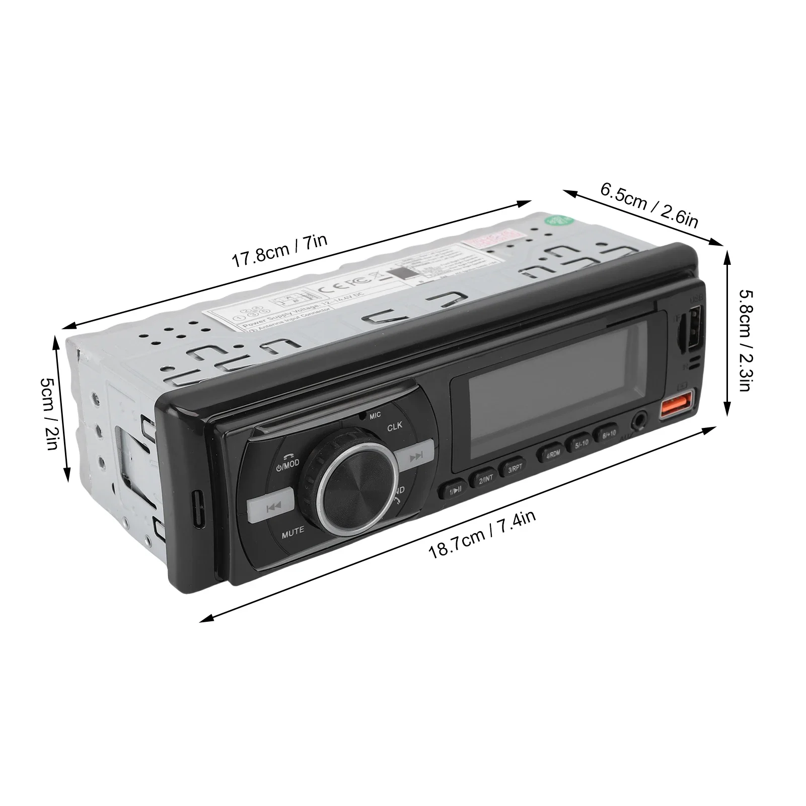 Single DIN Car Radio Wireless Remote Stereo Audio System with RGB Light APP Control Support FM Lossless MP3 Memory Card Slot
