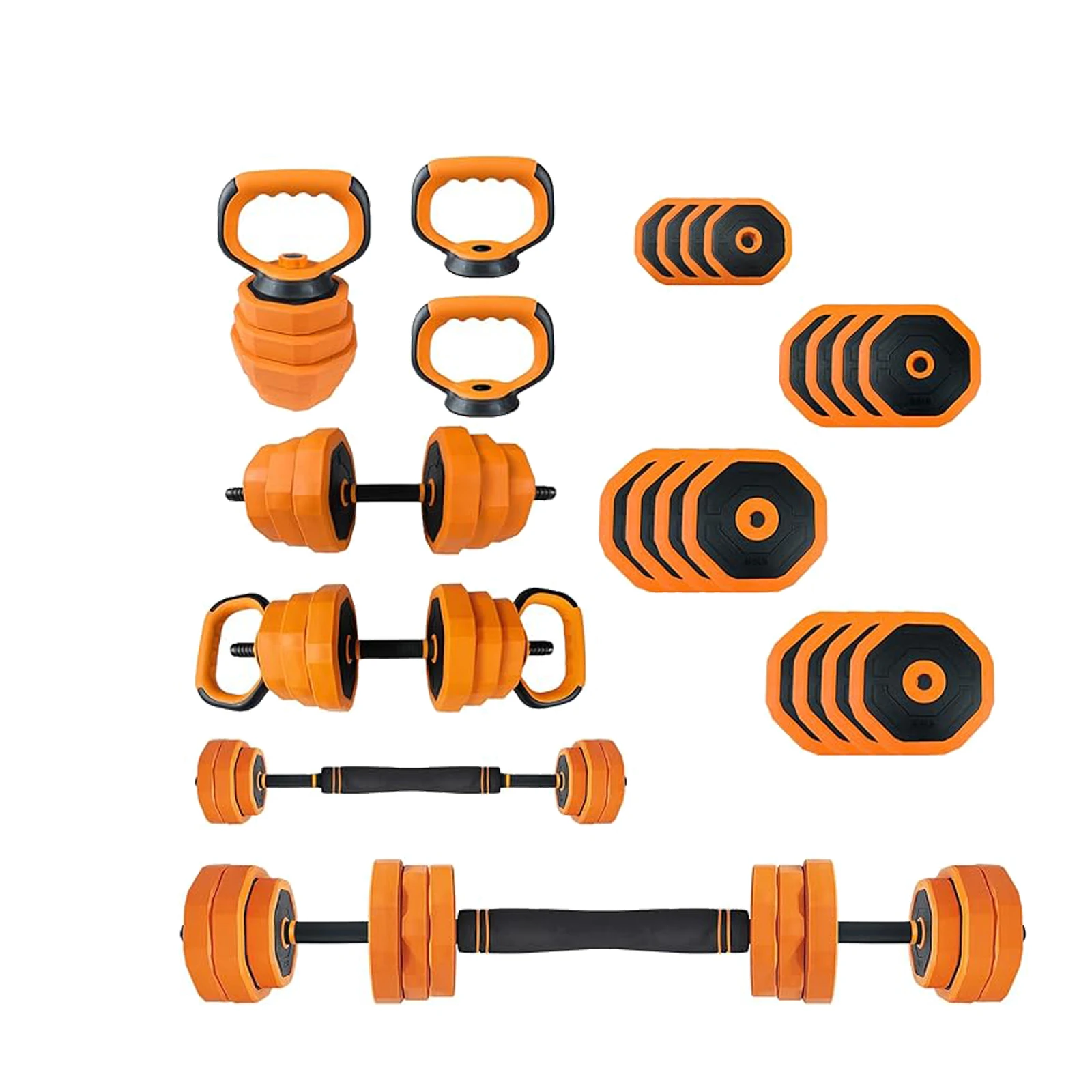 44LBS 4 in 1 Adjustable Dumbbell Set Convertible to Barbell, Kettlebell and Push Up Stand, Home Fitness Equipment for Men & Women, Space Saving Weights