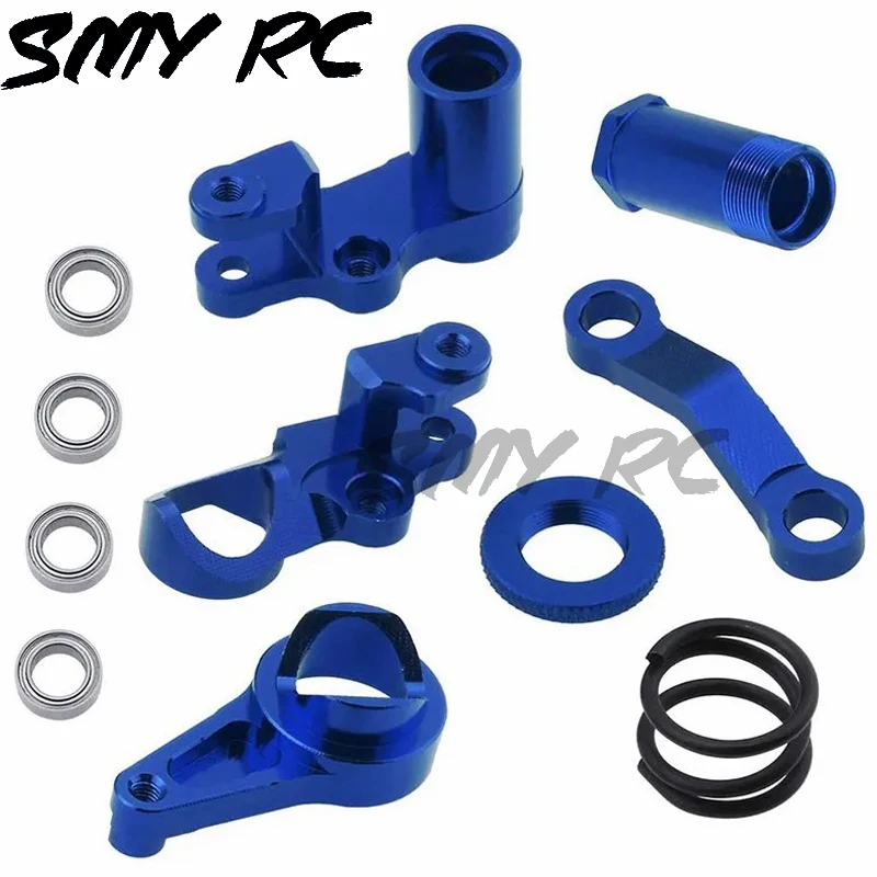 Aluminum Steering Bellcranks And Servo Saver Set With Bearings For Traxxas 1/10 Slash 4X4 Hop-Up Upgrade Parts Navy Blue