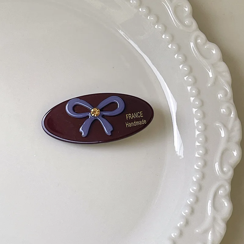 1PC 水ダイヤモンドちょう結びヘアクリップオーバルカモノハシ前髪サイド破片クリップ女性ガールズスタイリングヘアアクセサリー