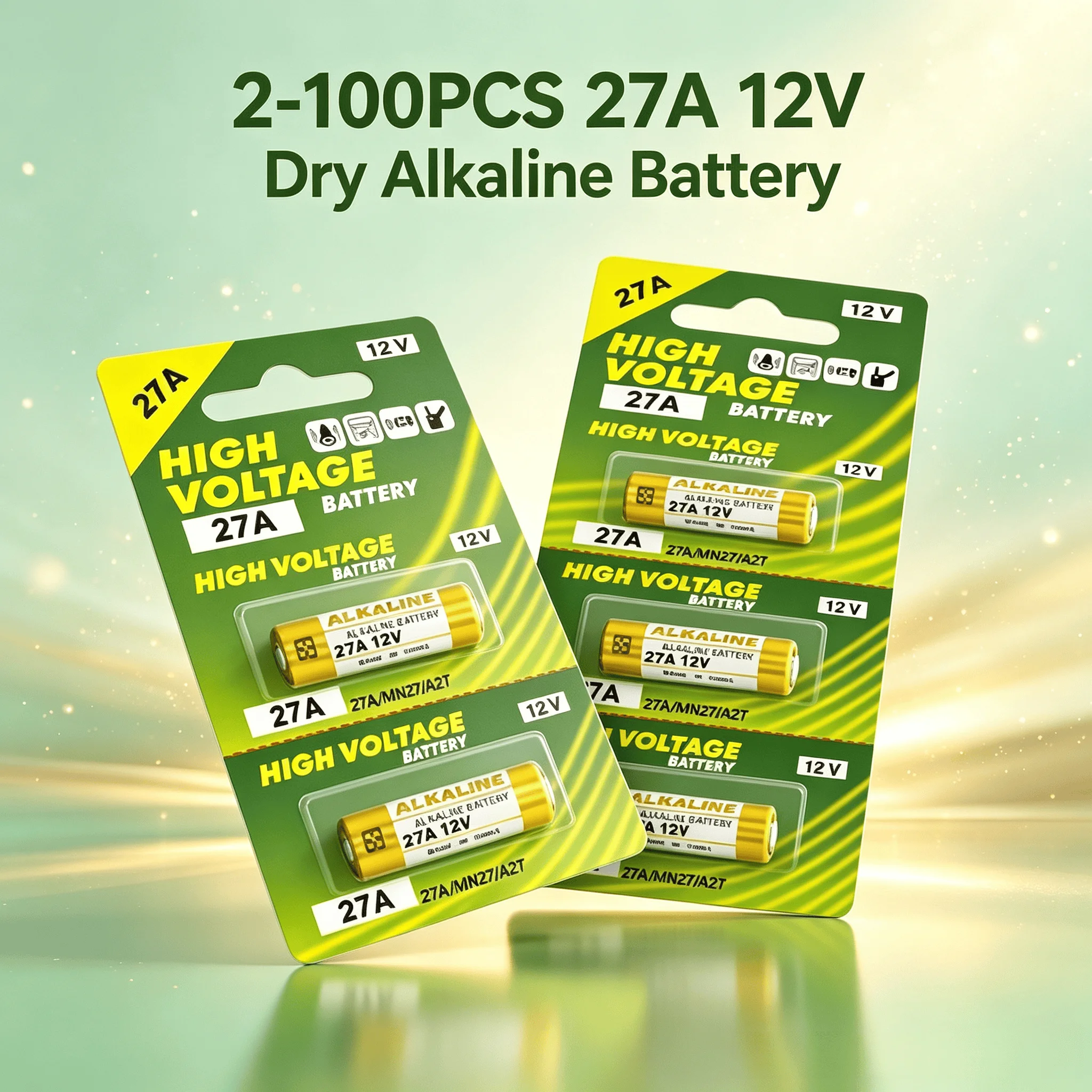 2‑100PCS 12V 27A Dry Alkaline Battery A27 Batteries 27AE 27MN A2 L828 K27A For Remote Control Gamepad Flashlight Doorbell Toys