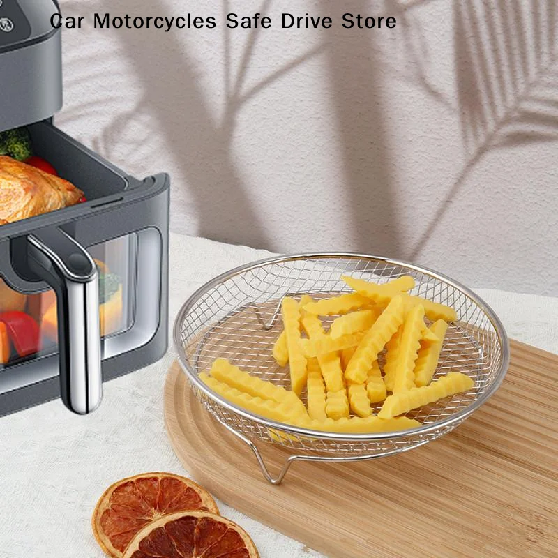 【M】1pcs Air Fryer Rack Stackable Grilling Stainless Steel Square For Oven Grill Steamer Cooker BBQ Kitchen Gadgets Cooking Tool
