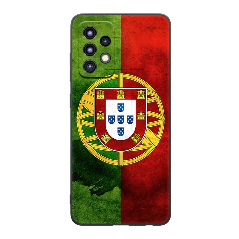 Portugal flag Black Case For Samsung Galaxy A04S A04E A12 A13 A14 A22 A23 A32 A33 A34 A50 A51 A52S A53 A54 A70 A71 A72 A73 5G