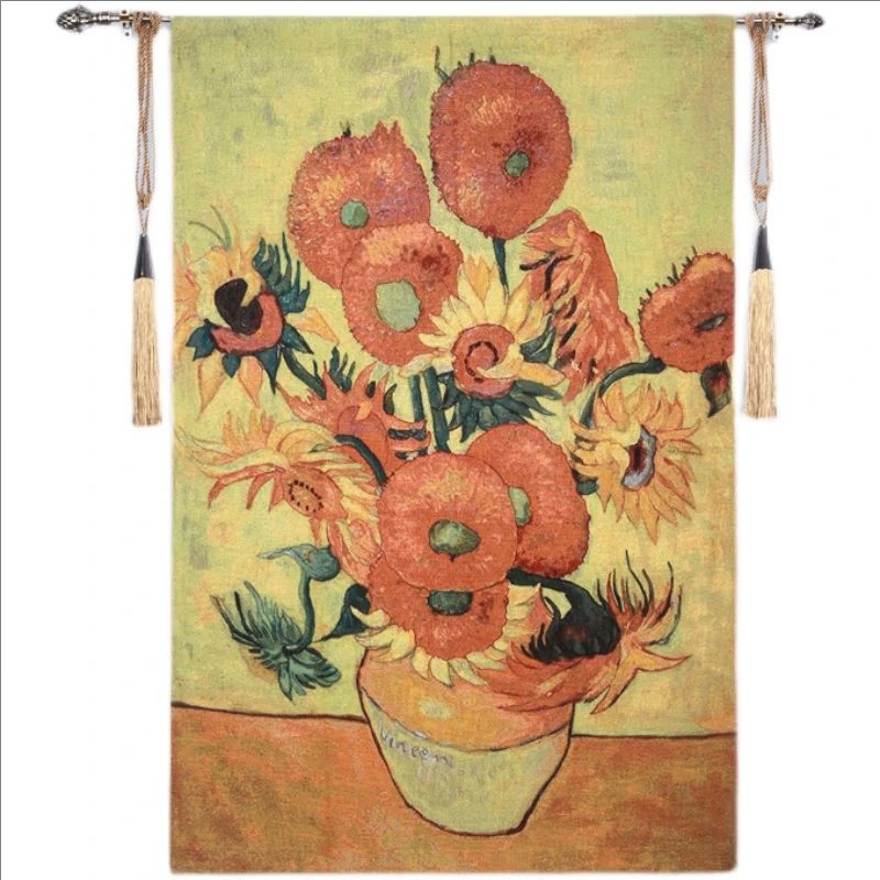 Belgian Tapestry European High-end Art Wall Carpet Background Wall Decoration Of Foyer Fabric Hanging Painting Sunflower