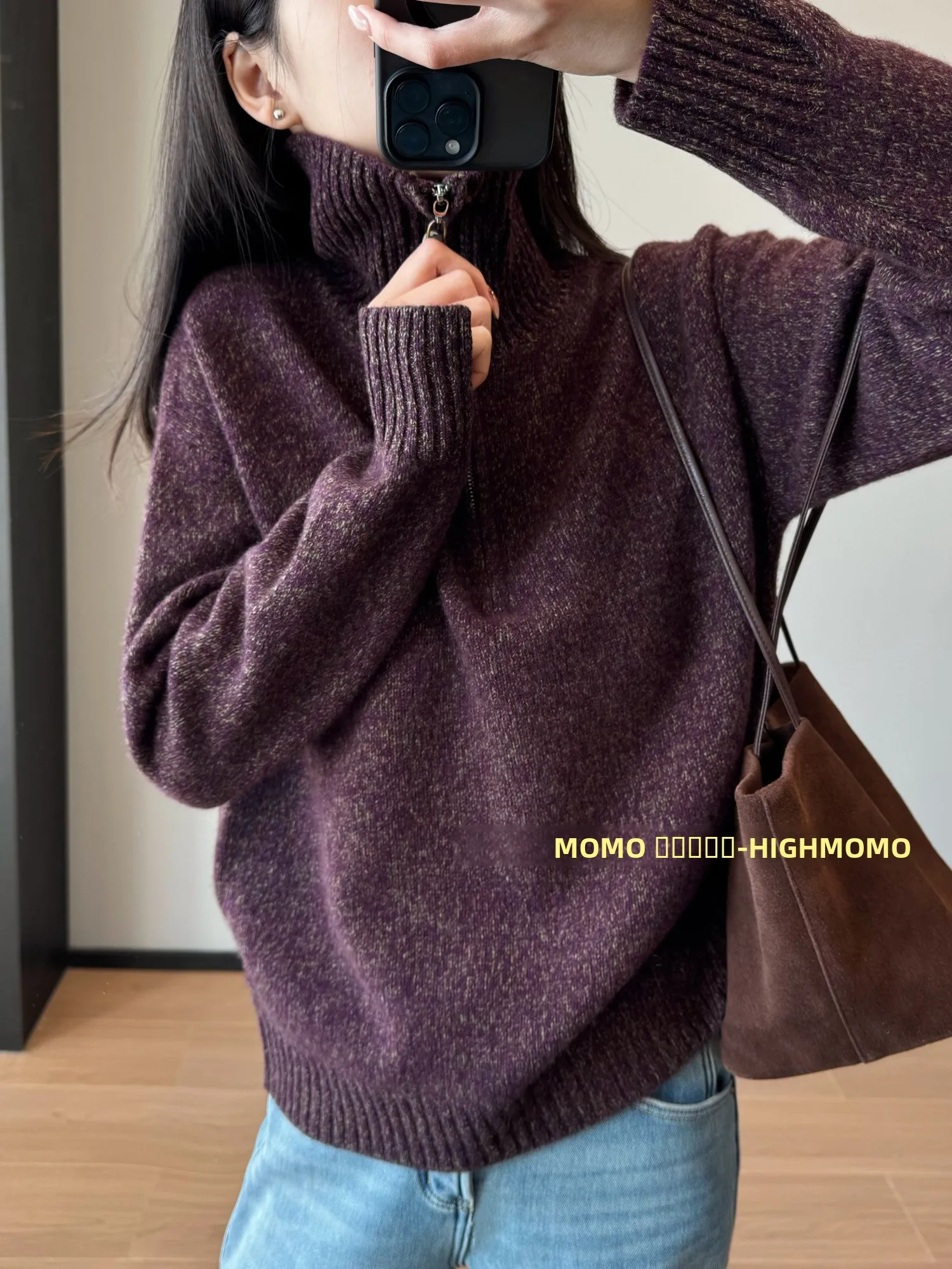 

Вязаный свитер с цветочным узором и высоким воротником на молнии, свободного кроя, женское утепленное шерстяное пальто с длинными рукавами