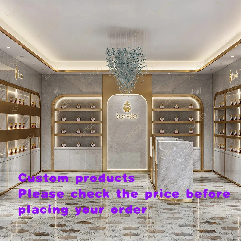 custom.Luxury Perfume Display Design LED Wall Mounted Perfume Cosmetic Display Cabinet Customized Furniture Showcase S