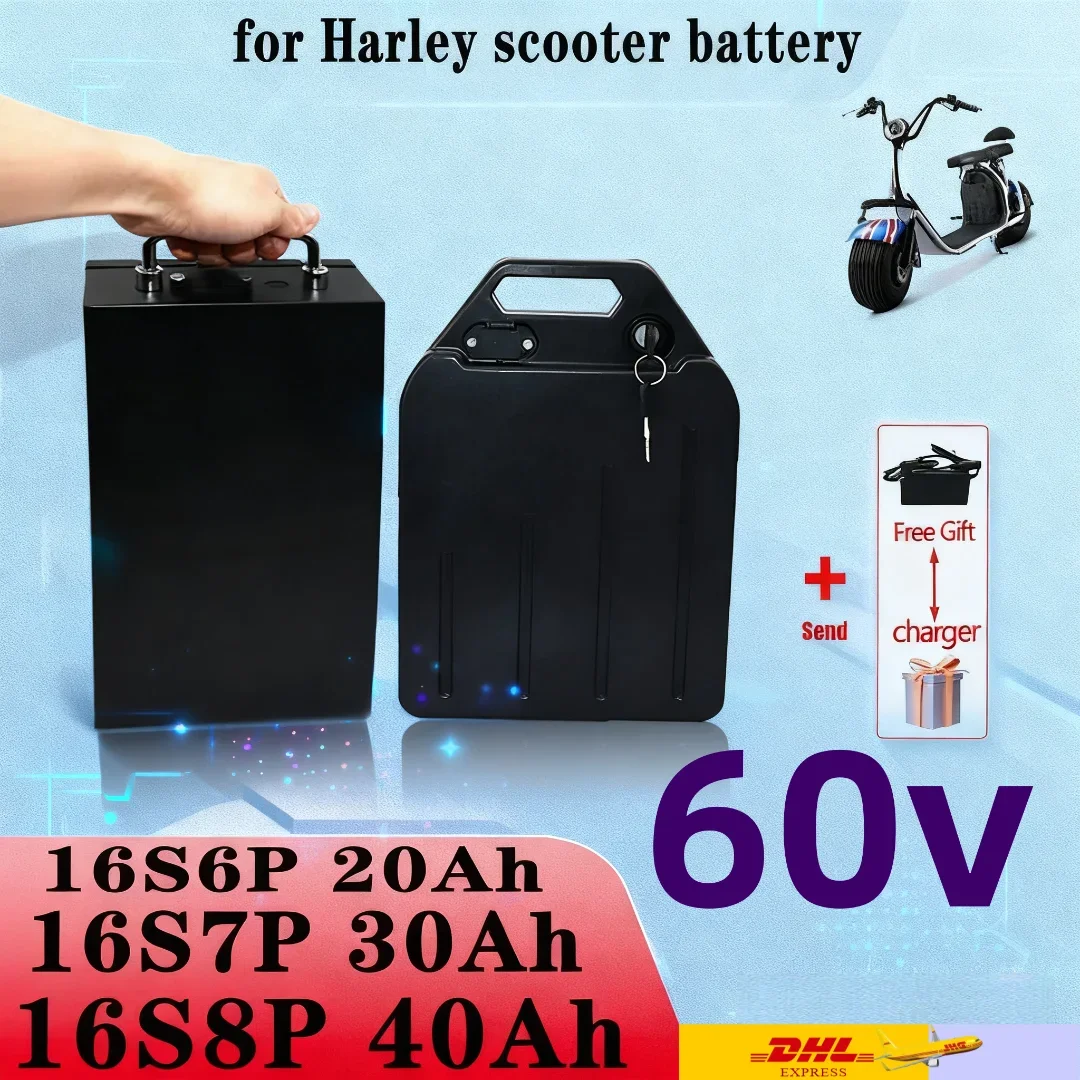 

Оригинальная батарея Harley Citycoco, электрическая батарея 60В 20Ач-40Ач для мотоцикла Harley 1500Вт, водонепроницаемая литиевая батарея