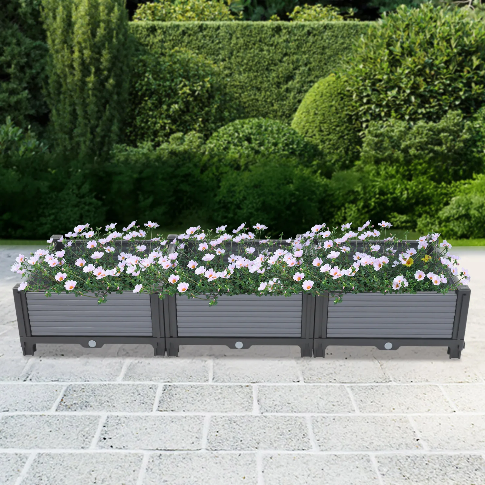 

3Pcs Vegetable and Flower Herb Planting Box, Elevated Garden Bed, Square Plant Seedling Cultivation Box