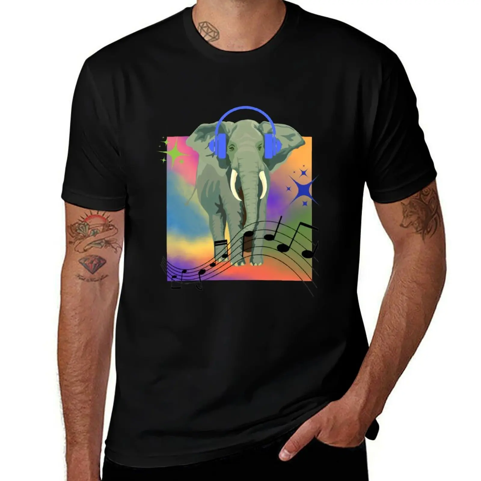 

Elephant Music T-Shirt vintage anime shirt Aesthetic clothing funny gifts men t shirts high quality