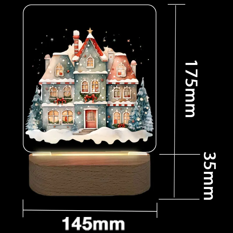 Gepersonaliseerde Nachtlamp Usb Led Color Printing Night Light Festival Geschenken Home Nightlight Kerstversiering Houten Basis