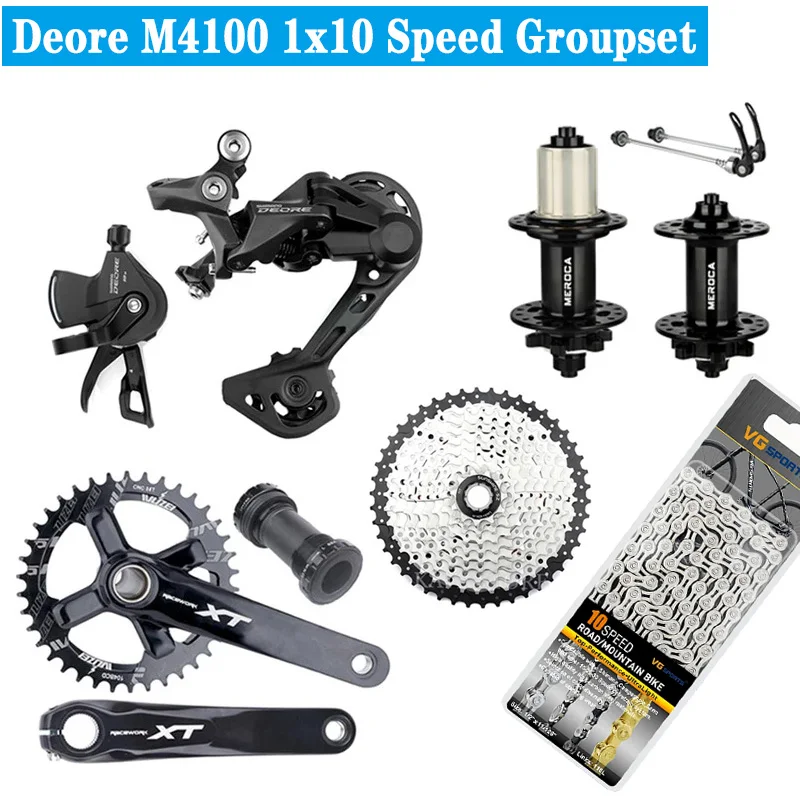 

Deore M4100 1x10 Speed Mountain Bicycle Derailleurs Shifter With Hub XT Crank 10V Chain Flywheel 36/42/46/50T Cassette Groupset