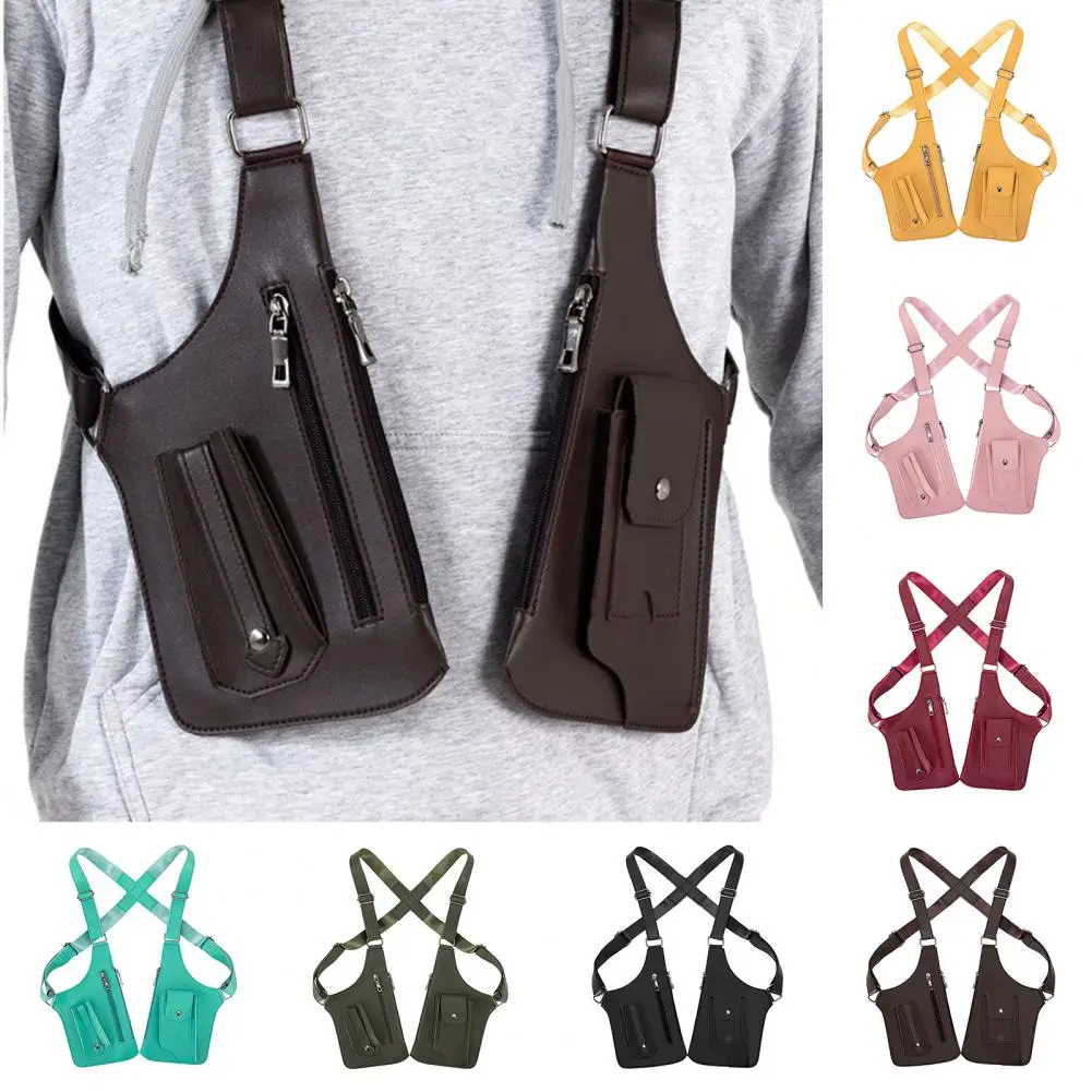 Armor Wallet Anti-theft Comfortable Shoulder Strap Wallet Faux Leather Underarm Shoulder Holster Adjustable Chest Pouch for Men