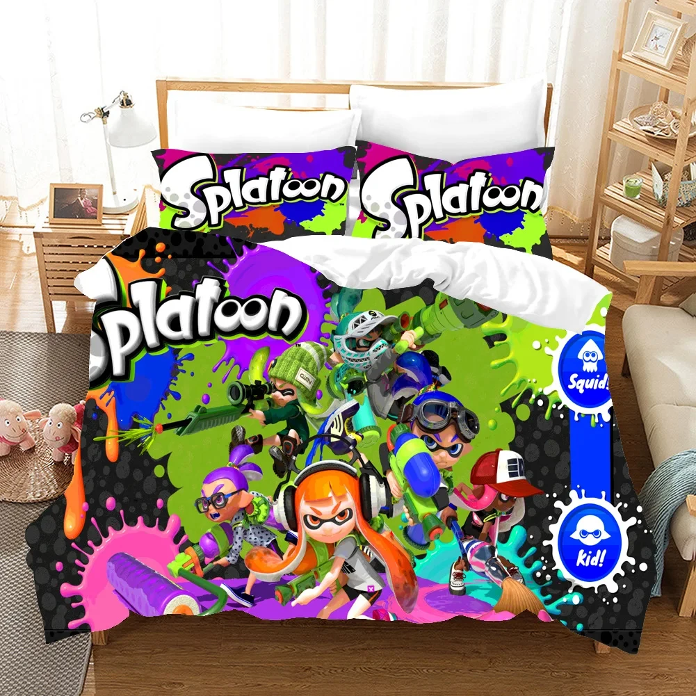 

3D Print Anime Game Splatoon Bedding Set Duvet Cover Bed Set Quilt Cover Pillowcase Comforter king Queen Size Boys Adult