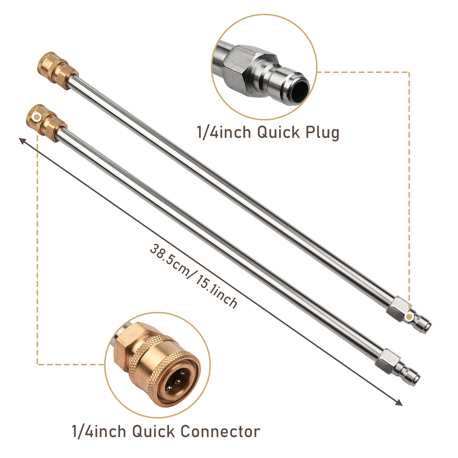 46cm/18inch Pressure Washer Cleaner Stainless Steel Housing Power Washer with Connector Wheels Nozzles Extension Wands 4000PSI