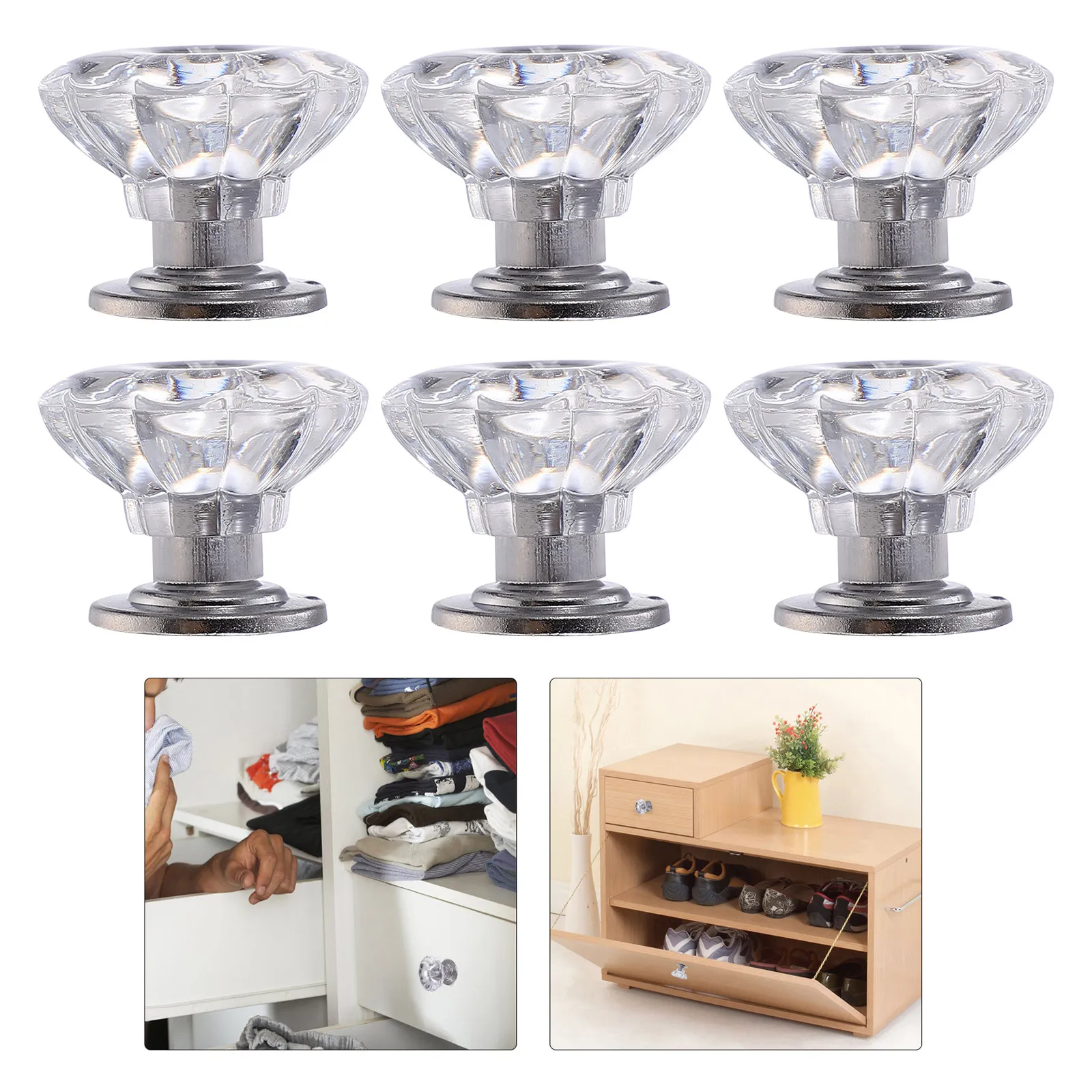 6Pcs Mini Decorative Drawer Handles Plastic Lightweight Small Knobs Bedside Cabinet Storage Box Replacement Hardware