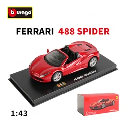 Bburago 1:43 Ferrari 488 Spider Static Die Cast Vehicles Collectible Model Car Toys