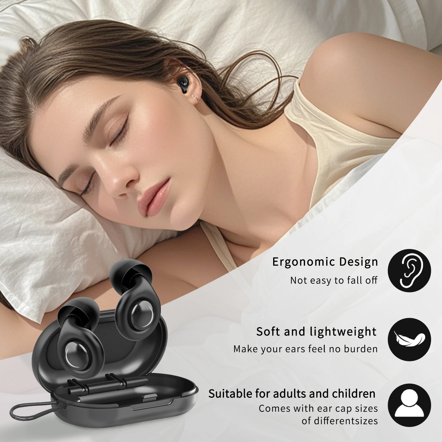 

Soft Silicone Earmuffs, Anti-Noise, Silent Sleep, Noise-Reducing Earplugs, Travel Earplugs, Reusable