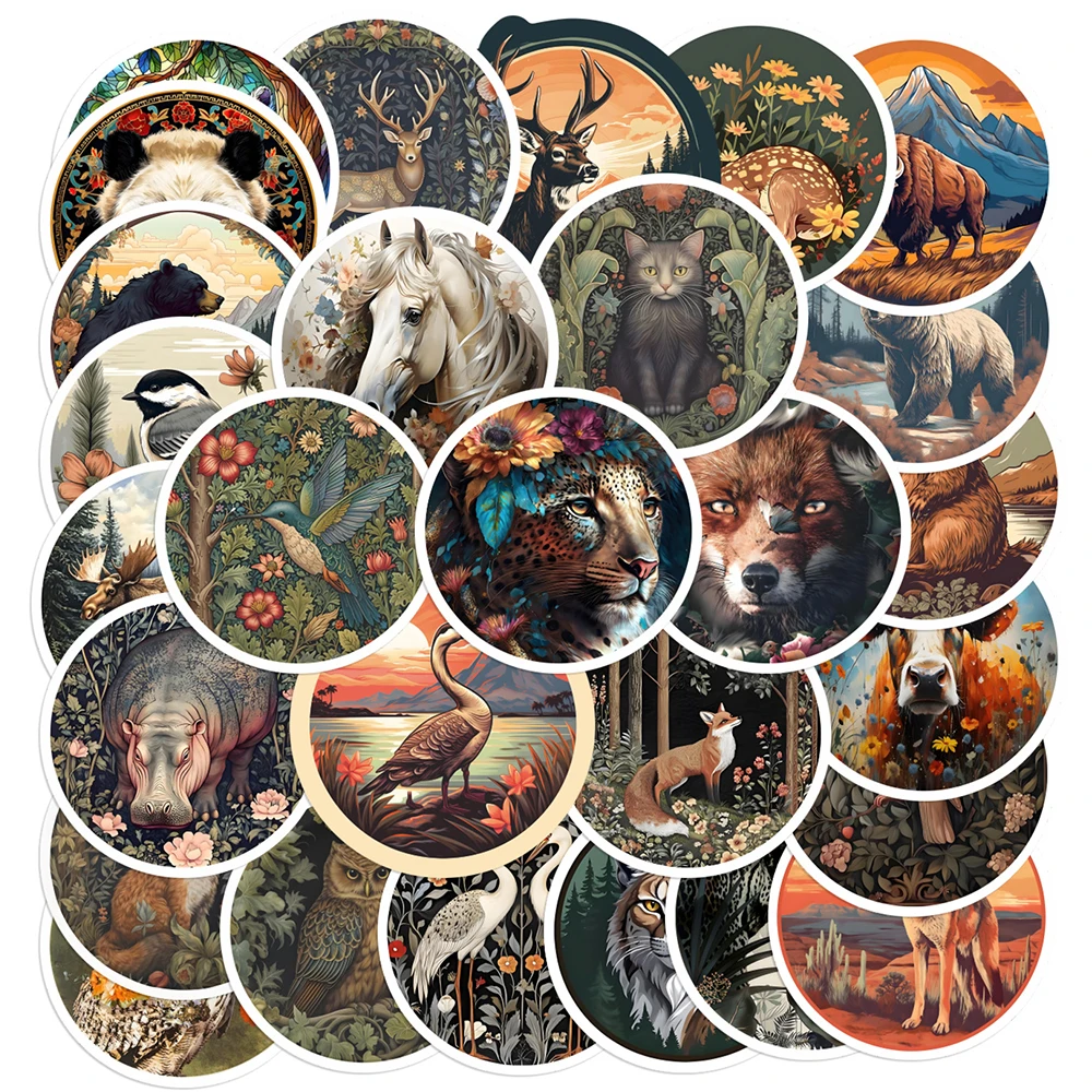 10/30/50pcs Vintage Cartoon Animals Stickers Retro Art Graffiti Sticker Scrapbooking Luggage Phone Bike Decals for Kids Toy Gift