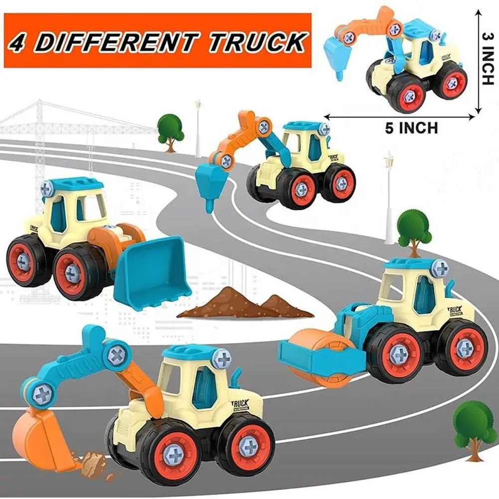 DIY انفصال البناء مركبة لعبة المسمار الجمعية لغز اللعب الطريق الأسطوانة جرافة هدايا عيد ميلاد الأطفال #6