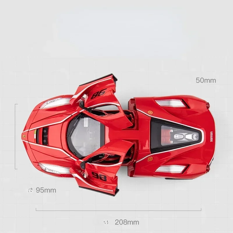 Modèle de voiture Ferrari FXXK Super en alliage pour enfants, son et lumière, côtes arrière, décoration en métal pour garçon, mini voiture à collectionner, 1/22