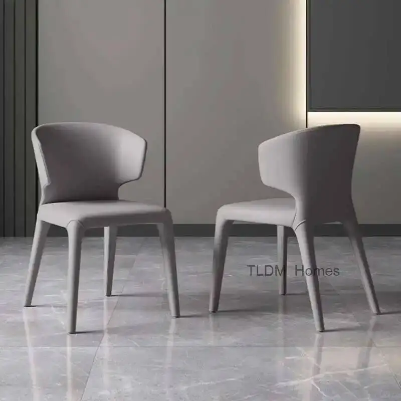 

Biblioteca Baroque Grey Dining Chairs Leather High Arm Japanese Clear Vip Chairs Backrest Dressing Mobiliario De Home Furniture