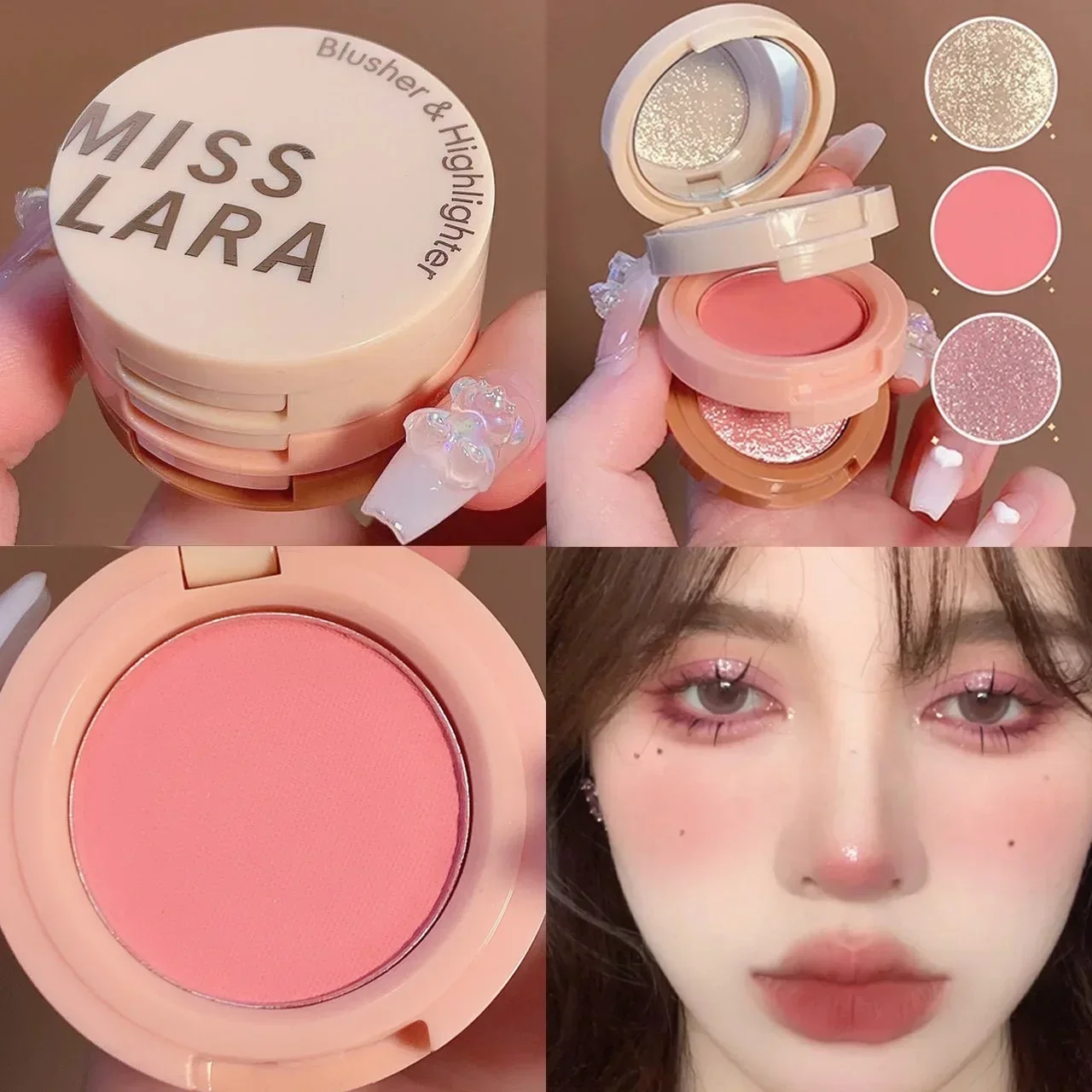 Highlight Rouge Makeup Palette - Ombretto con contorno fard Silkworm con pigmento glitter opaco e polvere per sopracciglia