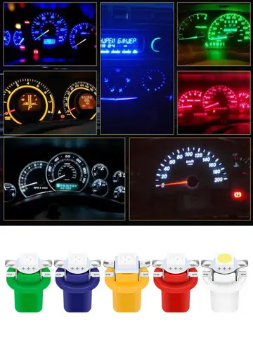 10/20 piezas T5 B8.5D velocímetro de grupo bombillas LED medidor de velocidad 5050 1SMD salpicadero de automóvil accesorios de coche blanco azul