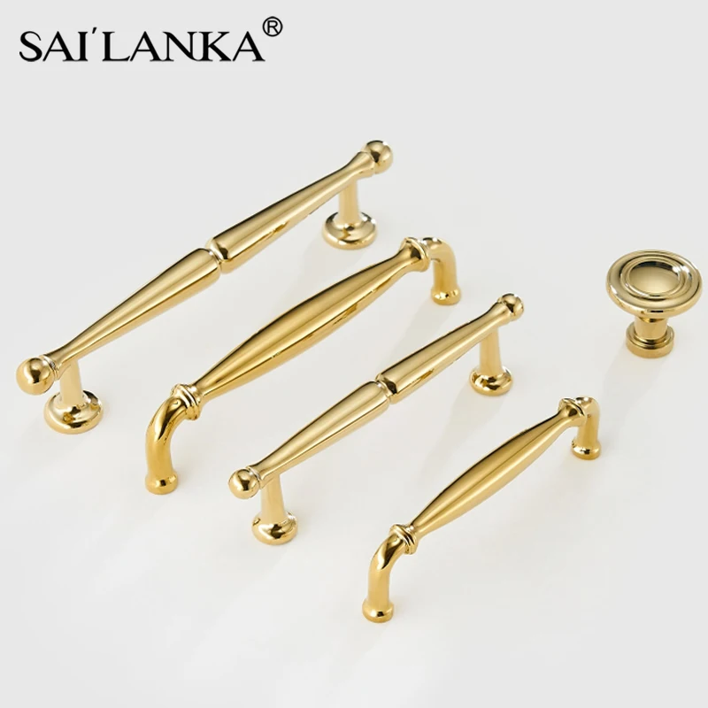 SAILANKA Solid Brass Handle European Modern Hardware Cupboard Wardrobe Pull Retro Light Luxury Drawer Knob Hardware  Accessories