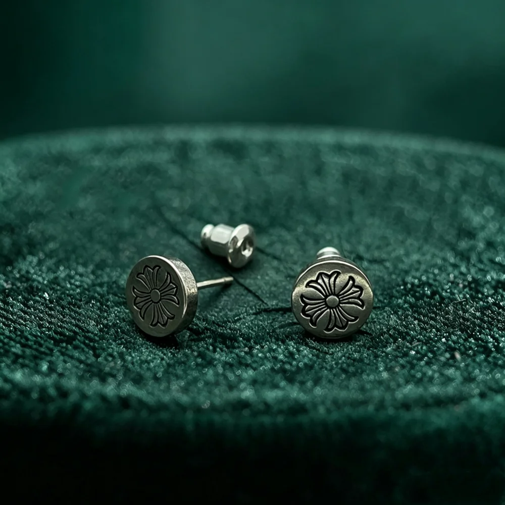 925 Silver Retro Flat Earrings for Men's and Women's Hip-hop Classic, Personalized and High-end Earrings