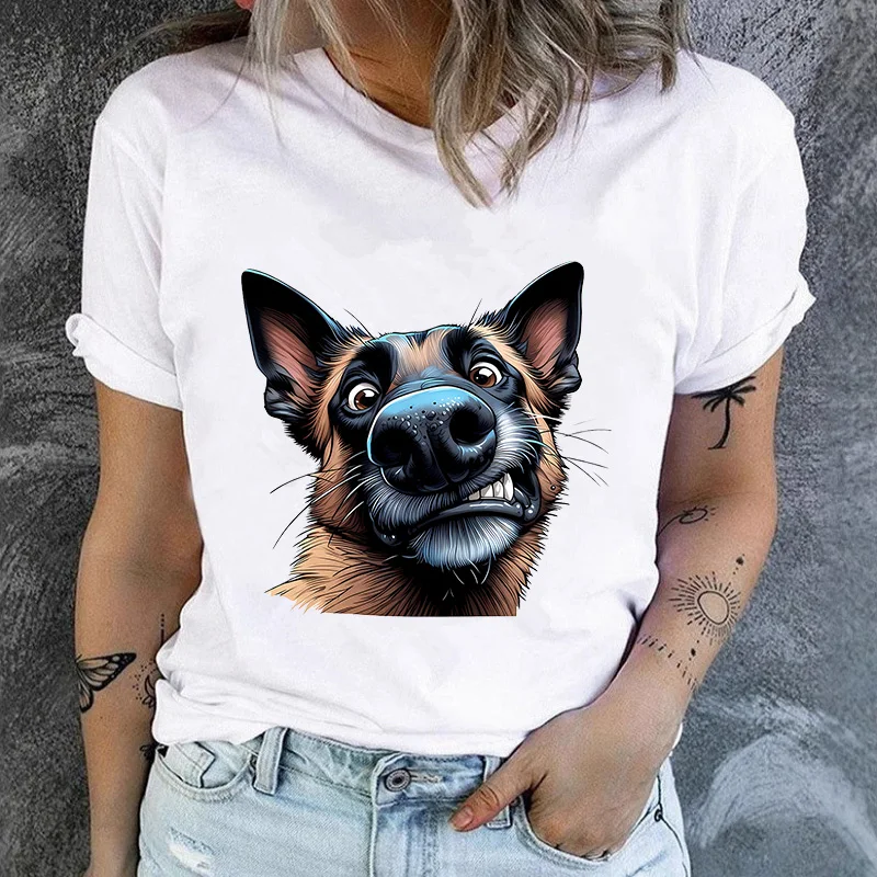 Cute Pink Bow Yorkshire Terrier Puppy Graphic T Shirt Women Lovely Yorkie Dog Print Short Sleeve Tee Gift For Yorkie Pet Lovers