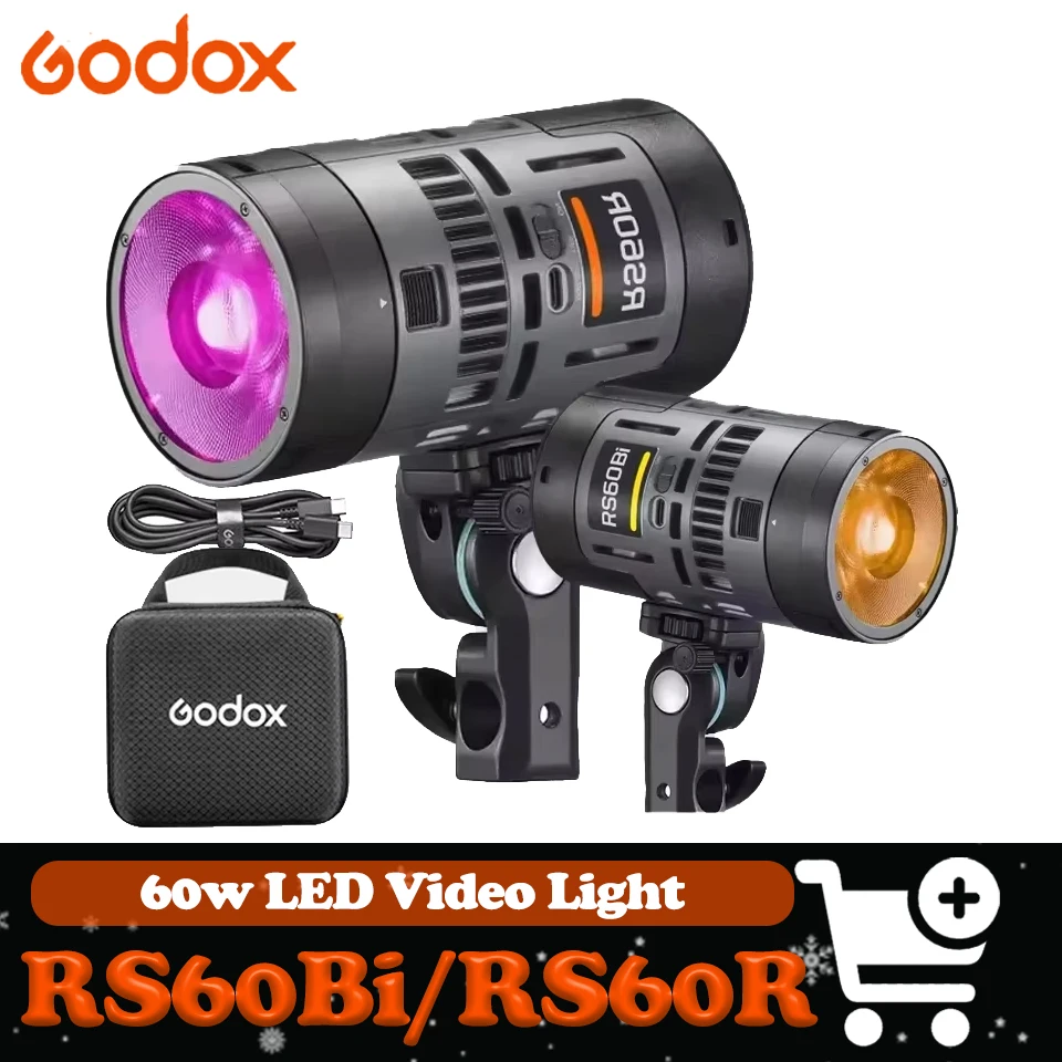 

Godox RS60Bi RS60R 60 Вт двухцветный и полноцветный светодиодный видеосвет для видеосъемки и записи с беспроводным управлением через приложение