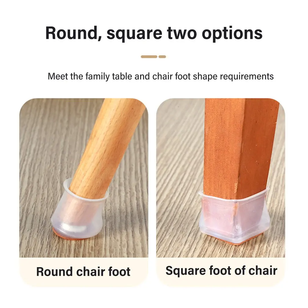 Silicone Chair Leg Protectors with Felt for Hardwood Floors Elastic Leg Cover Pad for Protecting Floors from Scratches and Noise