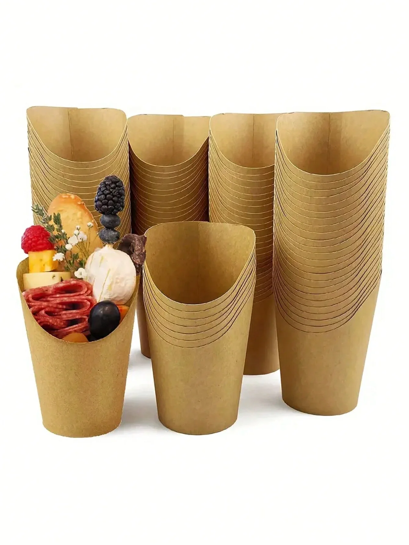 200/50 stücke Französisch Frites Halter Einweg Kraft Papier Französisch Braten Tasse Charcuterie Tasse Snack Dessert Kartoffel Chips Box Party supplie – Detail 2