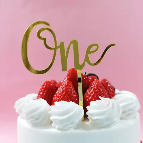 아크릴 한 케이크 토퍼 1 생일 파티 컵케익 토퍼 플래그 웨딩 베이비 샤워 용품 사랑스러운 베이킹 디저트 장식 Best5
