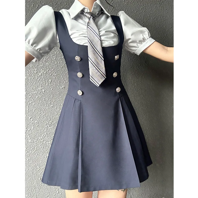 2025 nuova corea giappone jk uniforme stile college dolce moda donna camicetta a maniche corte/lunghe set nuovo set jk in due pezzi