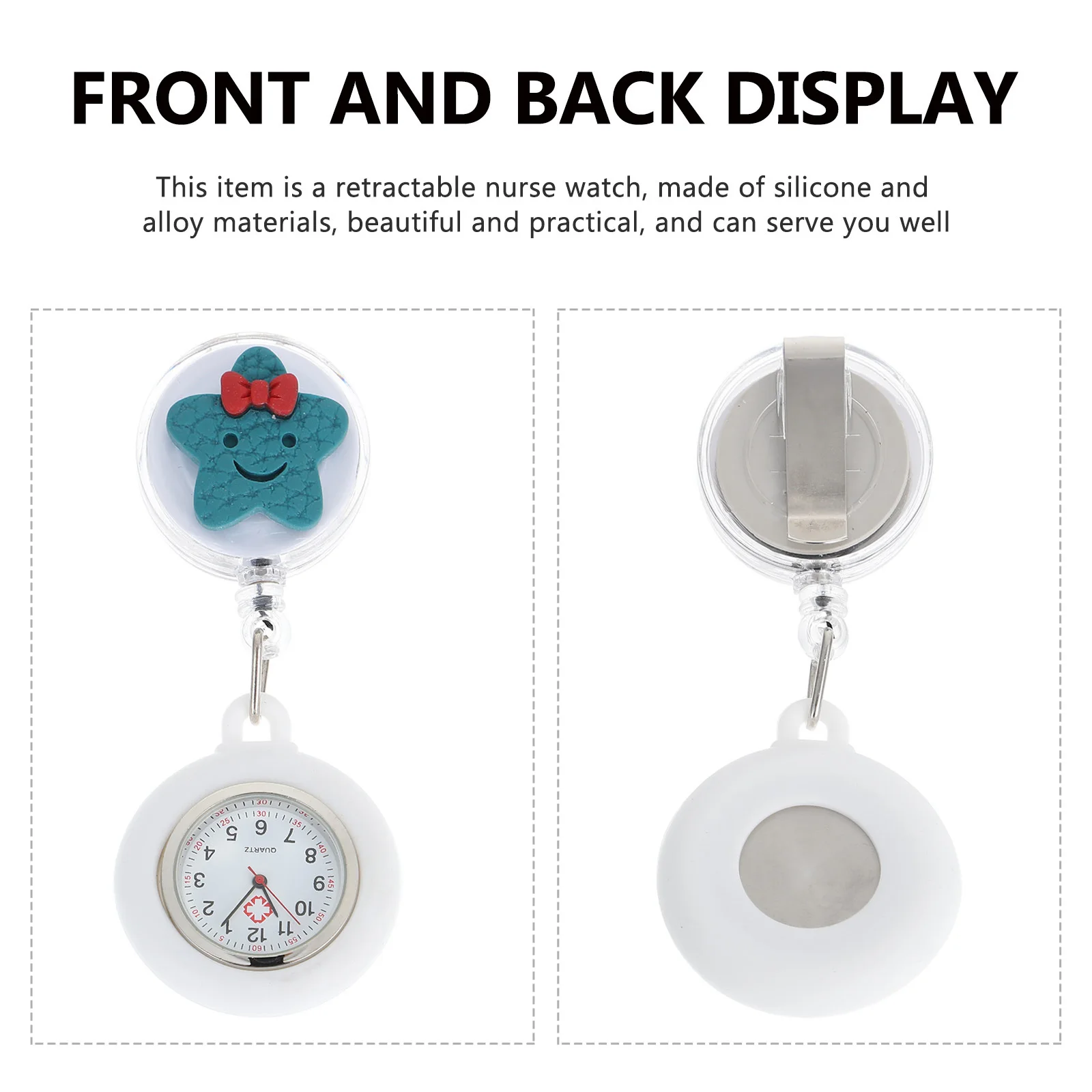 ساعة جيب بمشبك على شكل نجمة كرتونية للممرضات، ساعة كوارتز محمولة قابلة للسحب، معلقة #2