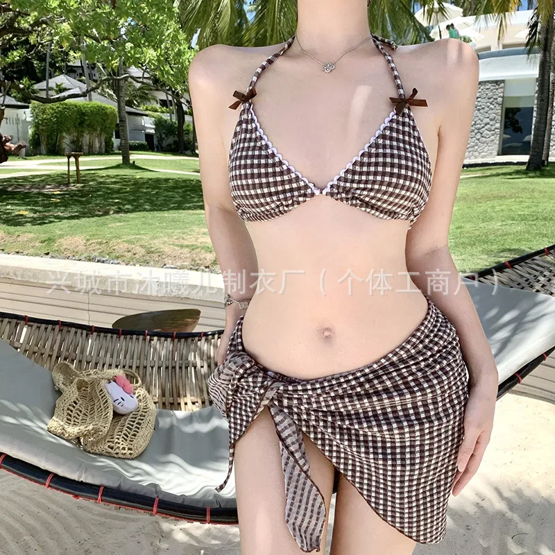 

New Sexy Bikini Vacation Style Hot Girl Pure Desire Small Chest Beach Hot Springs Beach Sand BIKINI Swimsuit Female Swimwear