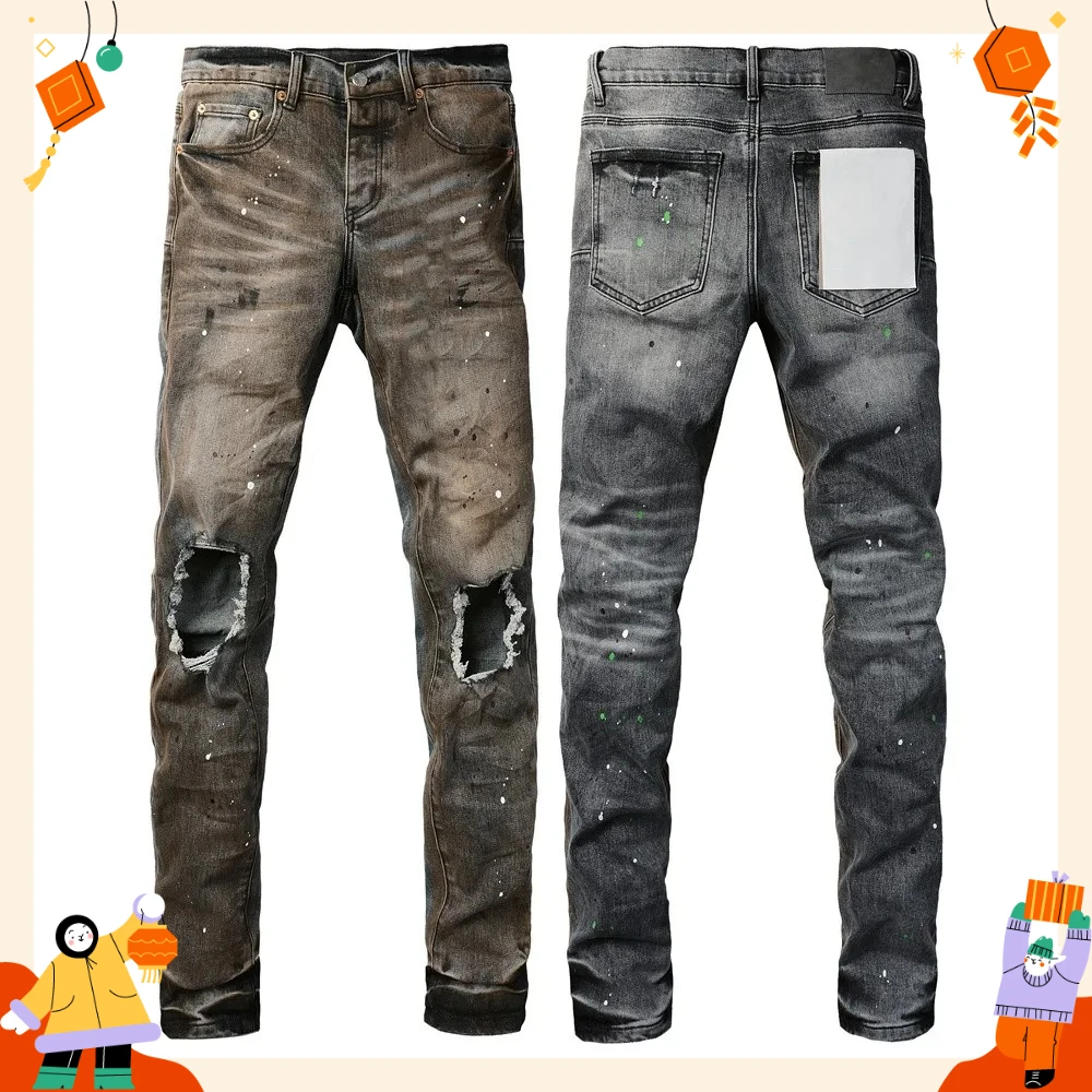 Distressed Jean Rip - Męska moda Amerykańskie jeansy High Street