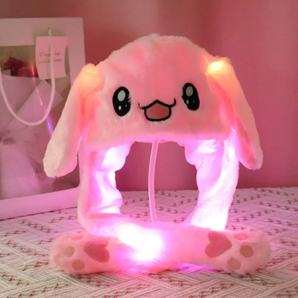 Funny Cartoon Glowing Moving Hat Neck Warmer Headwear Movable Ears Airbag Cap Animal Animal Earflap Hat Winter