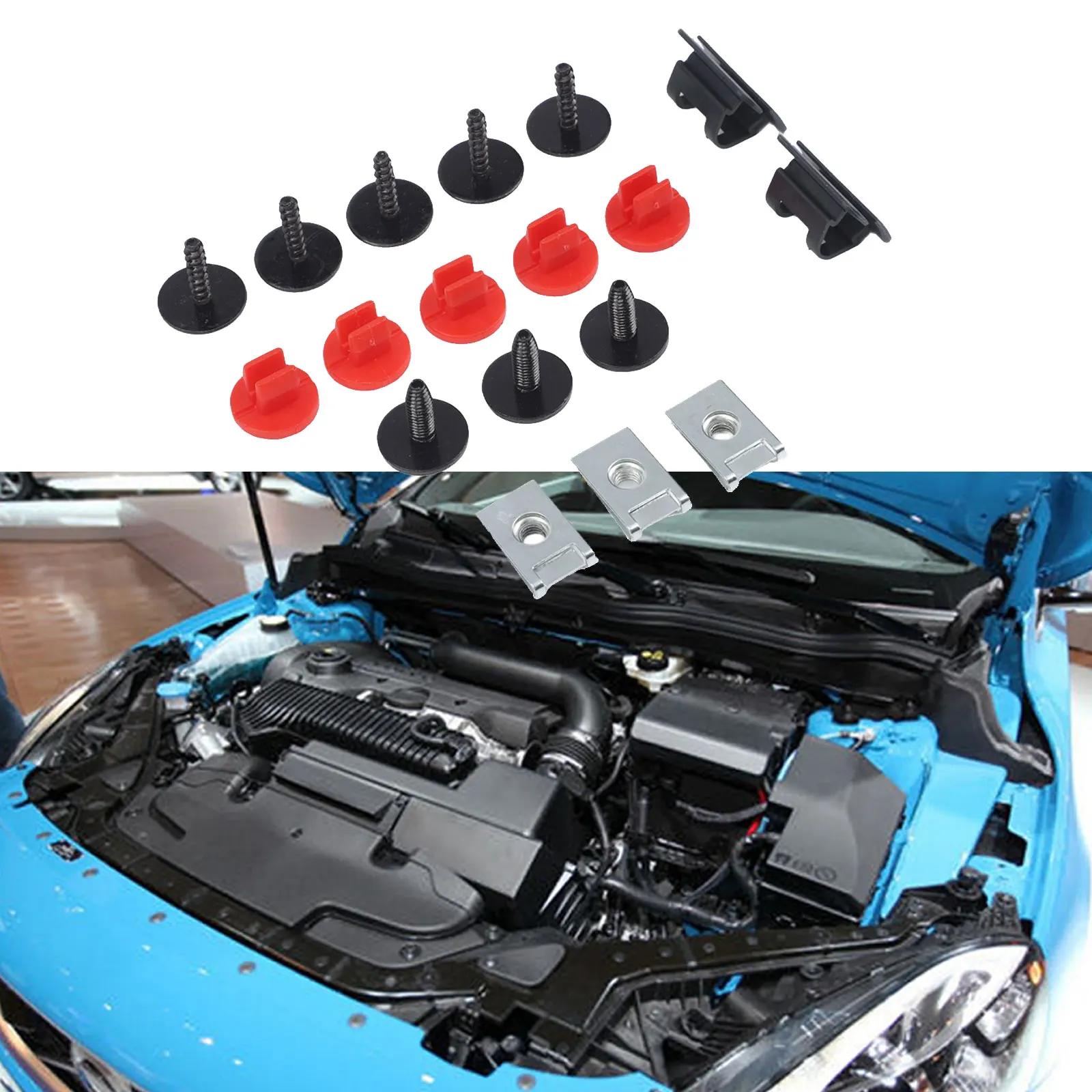 18pcs Car Engine Under Tray For Splash Guad Mounting Package 31391440 30683256 For Volvo For Under Tray Guard