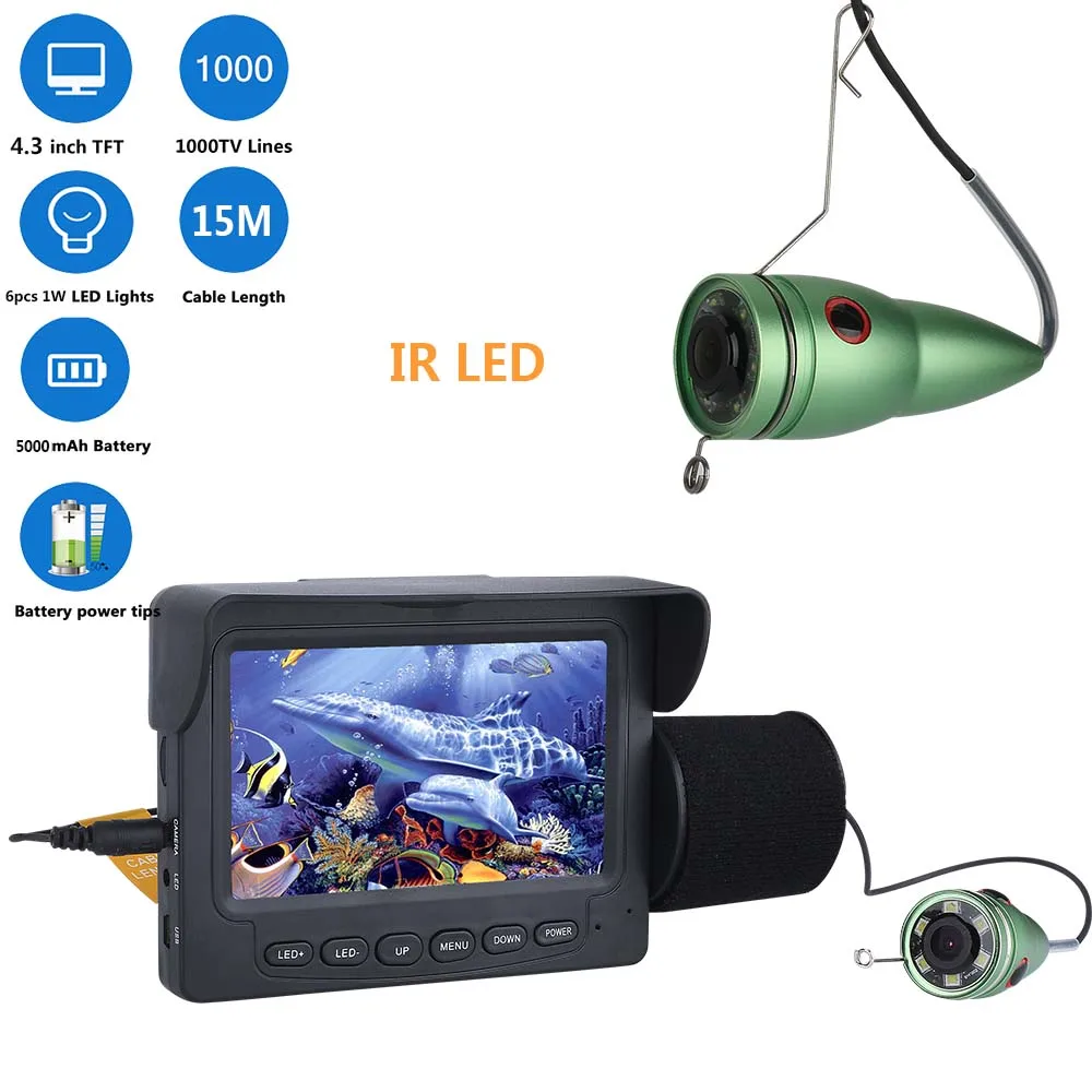 

30M 4.3" Inch 1000tvl Underwater Fishing Video Camera Kit 12 PCS LED IR Lights Video Fish Finder Lake Under Water fish cam