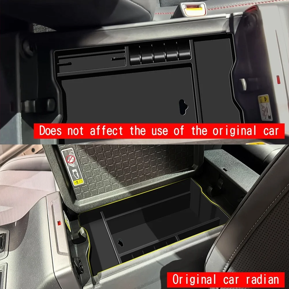 

Black Armrest Storage Box Auto Console Organizer For Toyota Car Organizer ABS Accessory Silicone Protective Layer