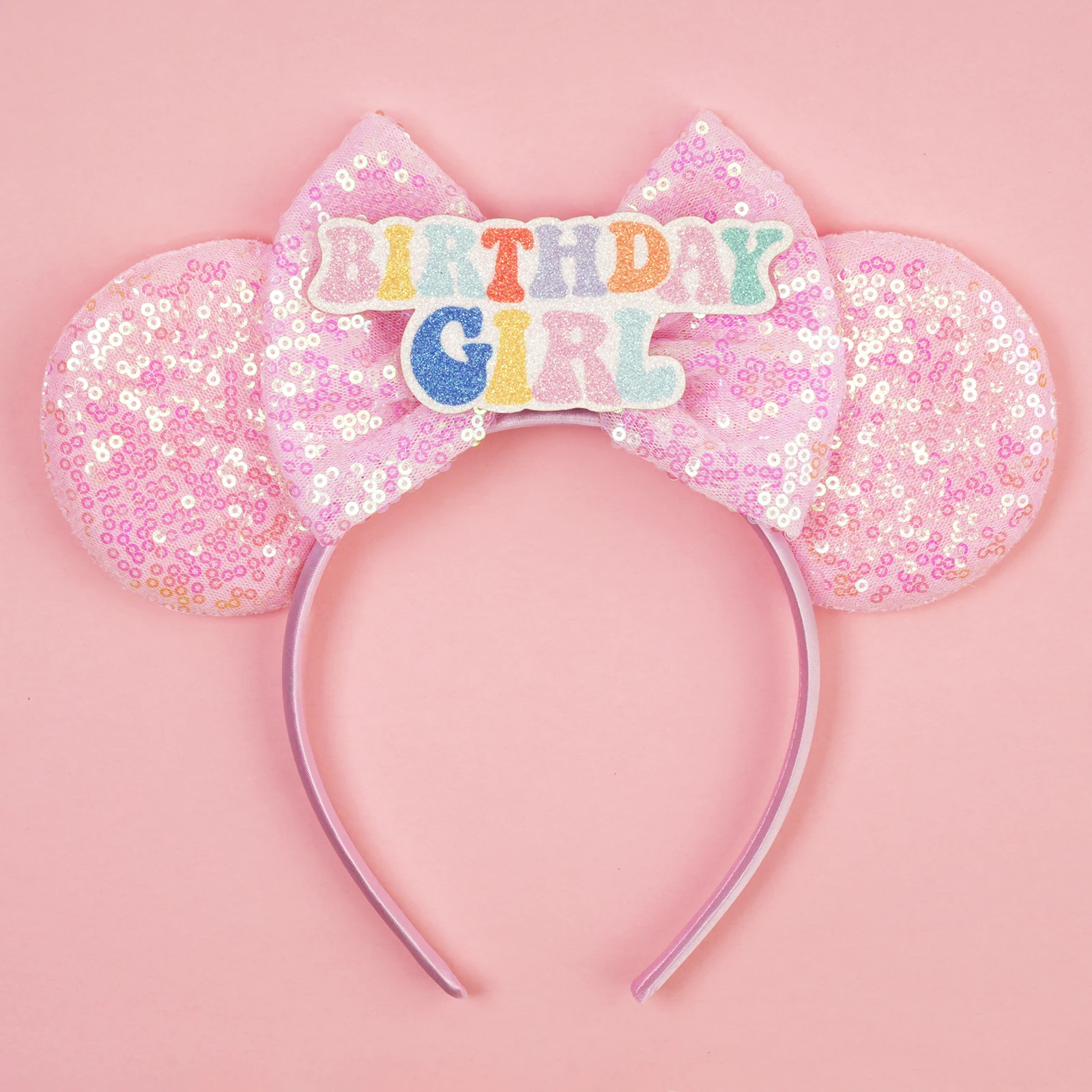 Diadema con Orejas de Mickey Mouse, Lentejuelas y Lazo, para Cumpleaños, Festivales, Uso Diario, Regalo Perfecto para Niñas, Accesorio para el Cabello
