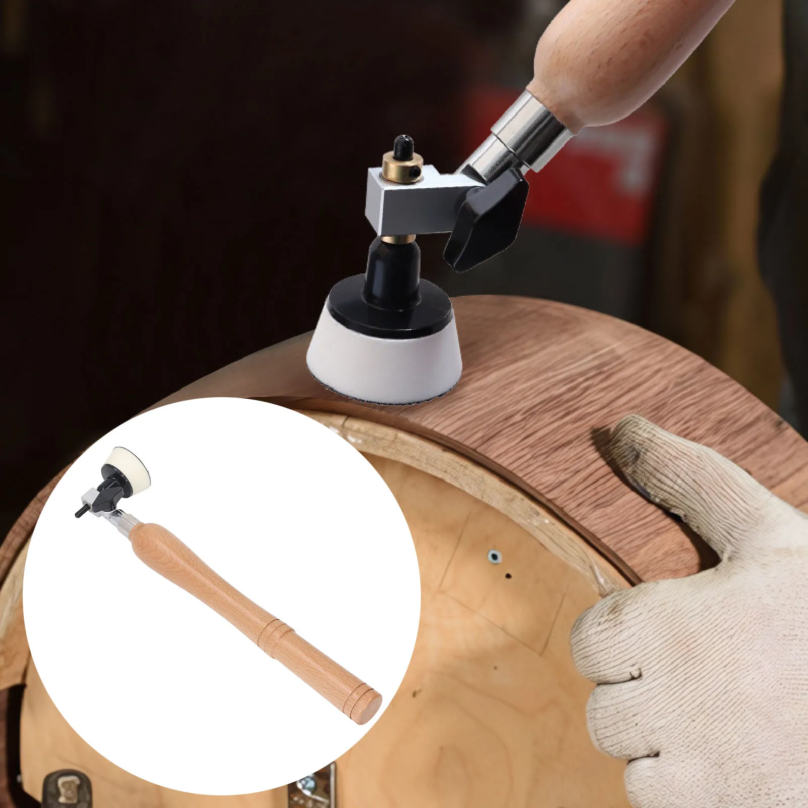 

Wooden Handle Bowl Sander Kit With 1 Inch 2 Inch Pads And 50Pcs Sanding Discs For Woodworking Hand Held Bowl Sander Kit