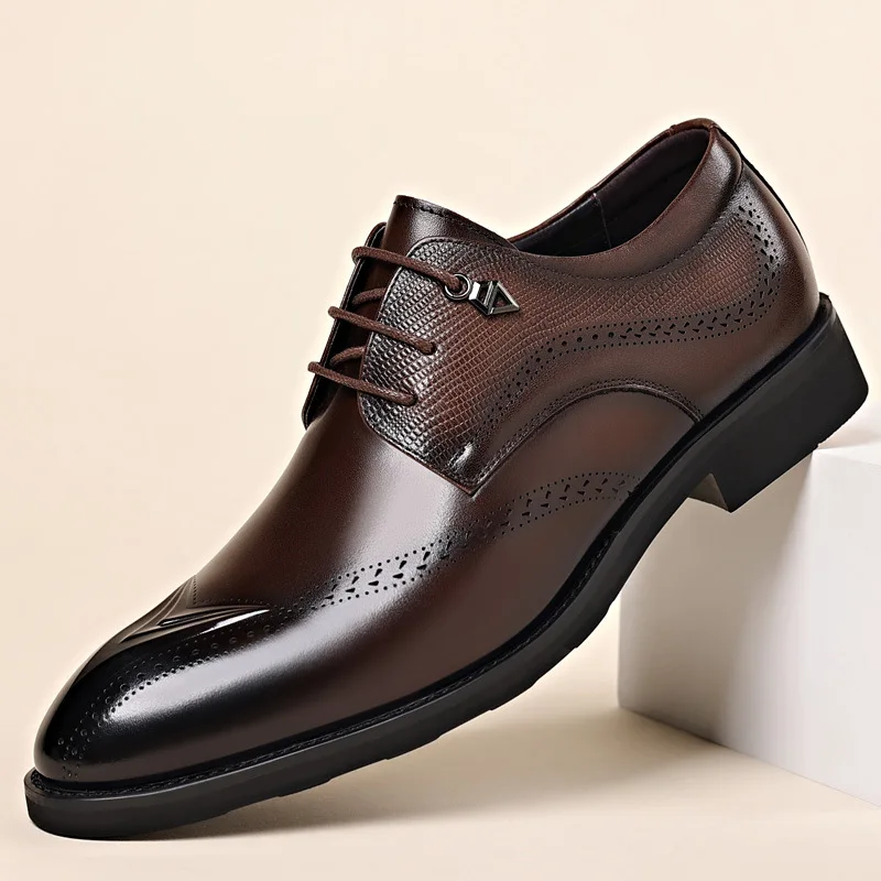 

Spring Business Dress Leather Shoes Men Breathable Leather British Men Shoes Cowhide Shoes