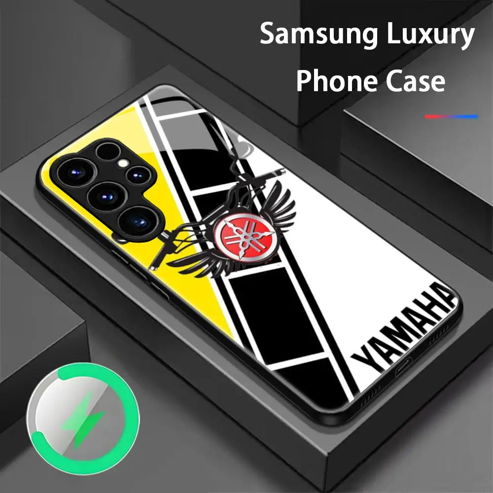 Fashion moto design yama-ha Phone Case For Samsung S26 S25 S24 S23 S22 S21 S20 Plus Ultra Note20 Glass Magnetic Case
