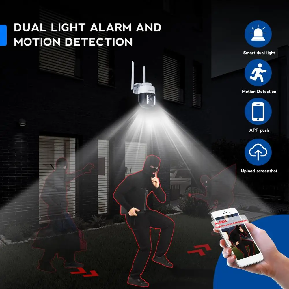 Farfi Smart 2MP Mini PTZ Wifi Camera H 265 Auto Tracking ONVIF Wireless IP Camera AI Human Detection Dual Light Source