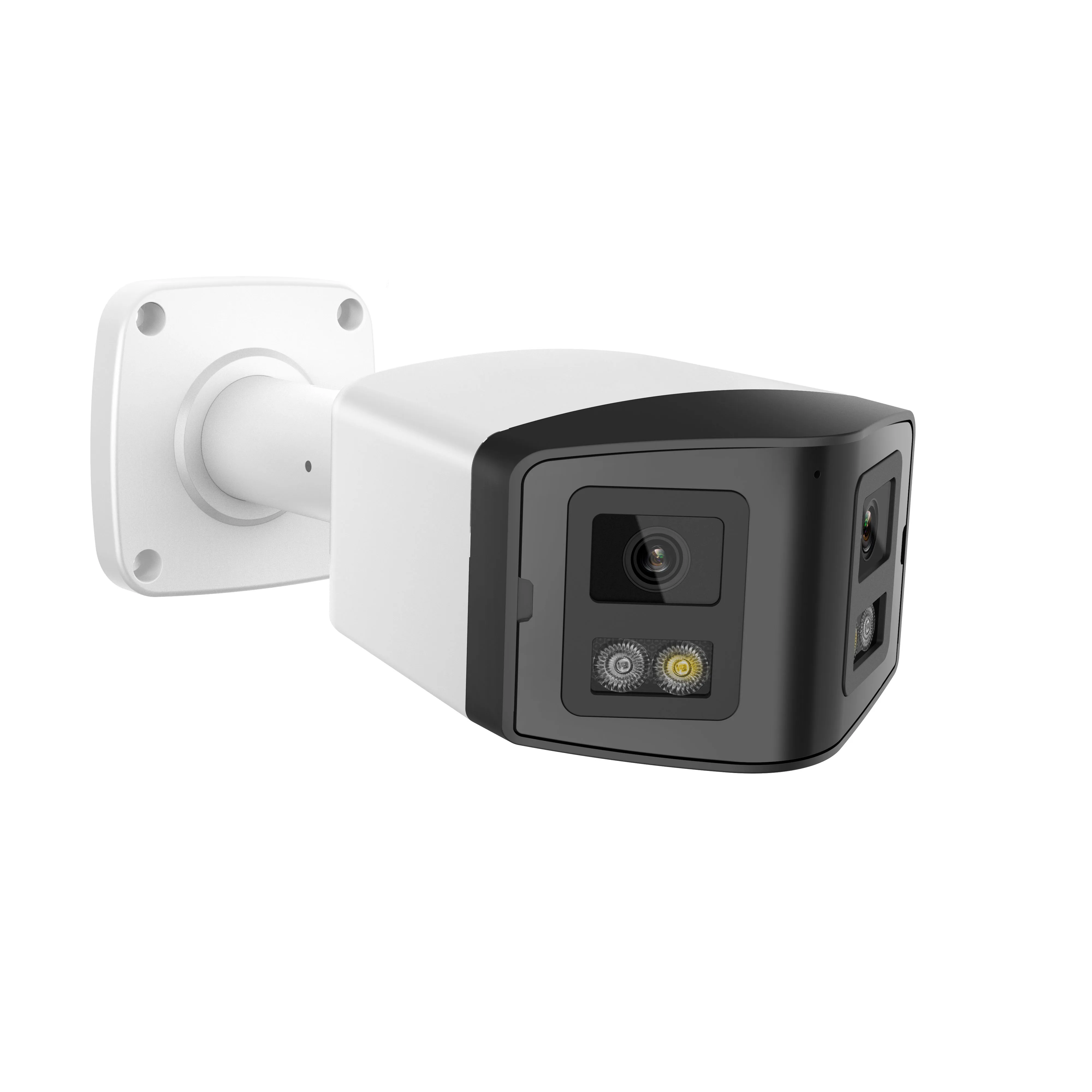 POE IP Camera CCTV 4MP Dual Lens Panoramic Camera Bullet 180 degree image Human Detection Alarm 2-way audio IP66 metal bullet