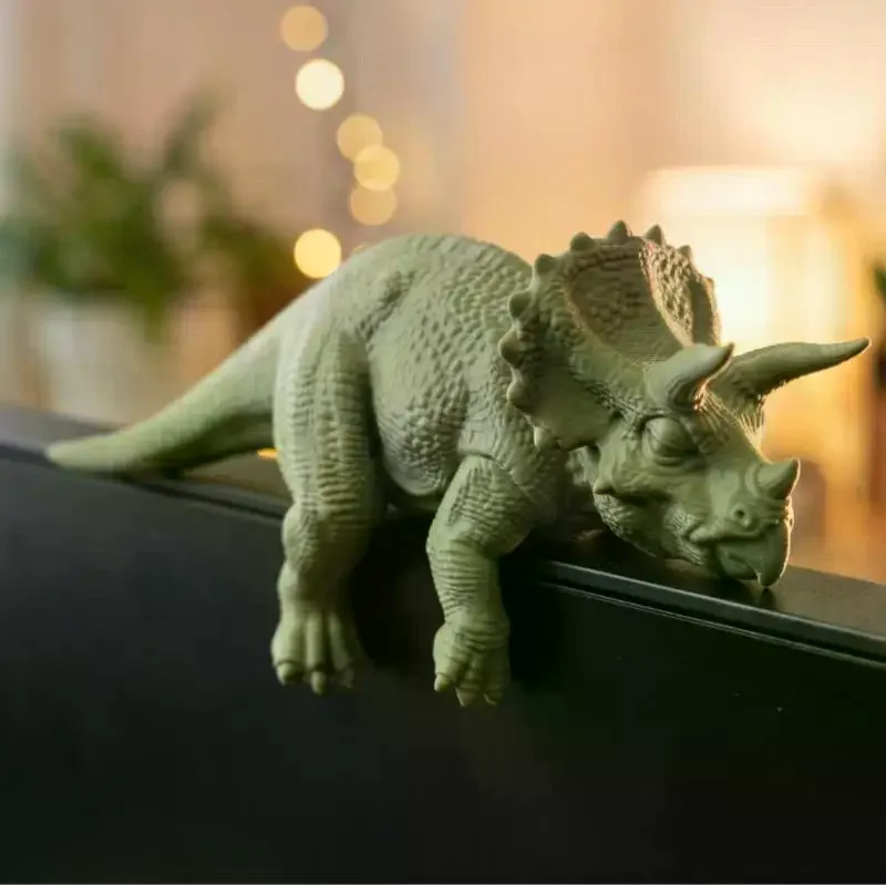 Sleeping T-Rex Monitor Topper 3D Printed Mini Dinosaur Figurine Fun Desktop Decor Gift for Boyfriend Dinosaur Fans